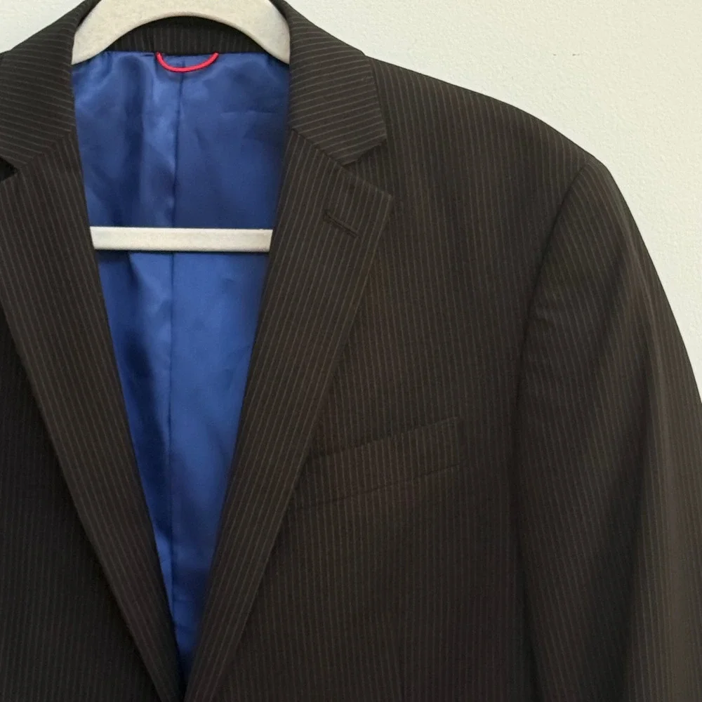Billy London Black Pinstripe Blazer 40L Blue‎ Lining Tailored Modern Classic